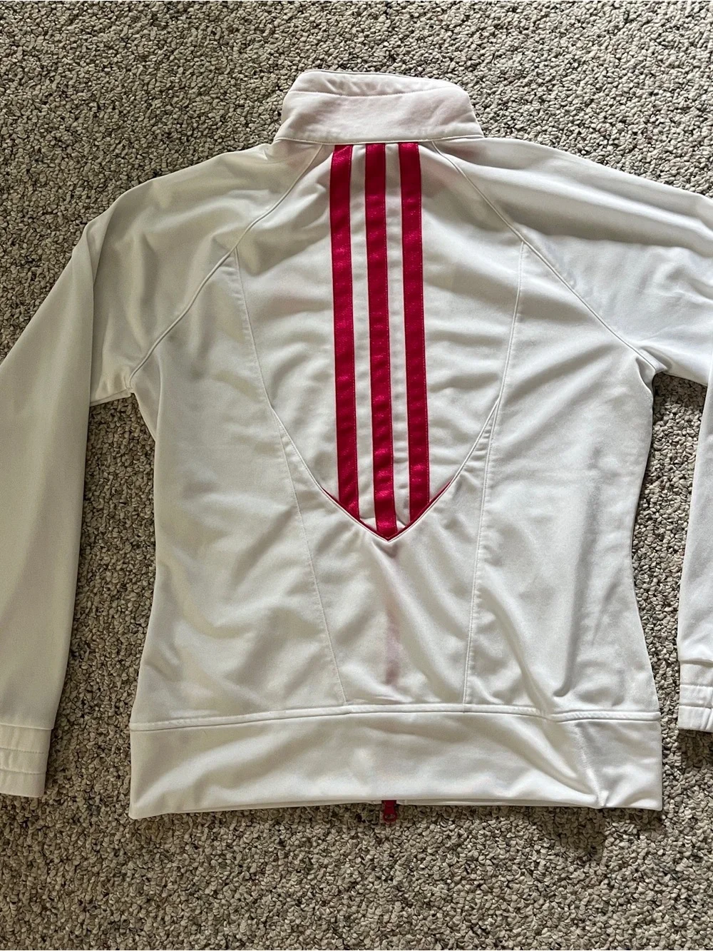 adidas White Full-Zip Jacket with Pink Trim